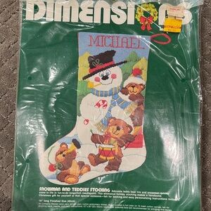 Dimensions Needlepoint Snowman and Teddies Stocking Kit - 1984 New! Unopened